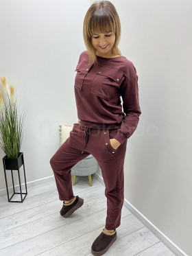 Zestaw bawełniany bluza kieszenie + spodnie