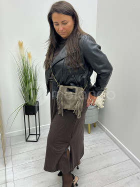 Torebka skóra naturalna frędzle