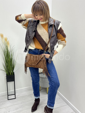 Torebka skóra naturalna frędzle