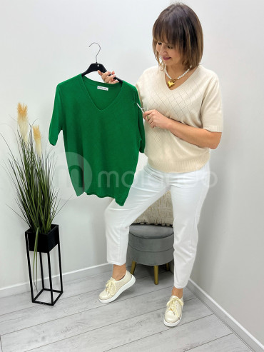 Sweterek ażur karo rękaw 3/4 L231