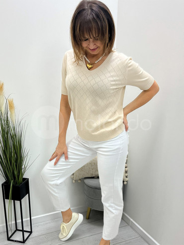 Sweterek ażur karo rękaw 3/4 L231