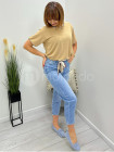 Jeansy mom fit biały pasek szarfa J312