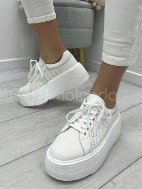 Sneakersy wysoka podeszwa white