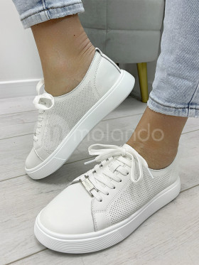 Trampki skóra naturalna ażur