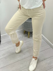 Jeansy mom fit beżowe guma J342