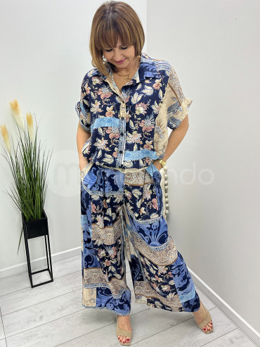 Zestaw wiskozowy koszula + spodnie Z606