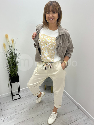 Spodnie bawełniane na gumie apaszka