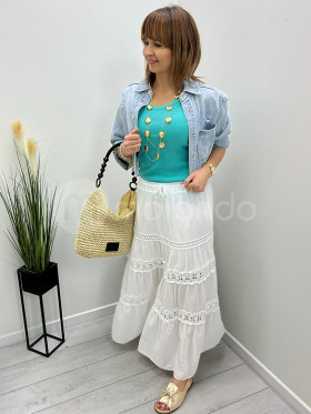 Spódnica bawełniana długa ażurowy haft