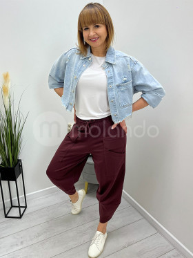 Spodnie bawełniane ścięta nogawka