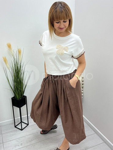 Bluzka zdobiony rękaw kokarda