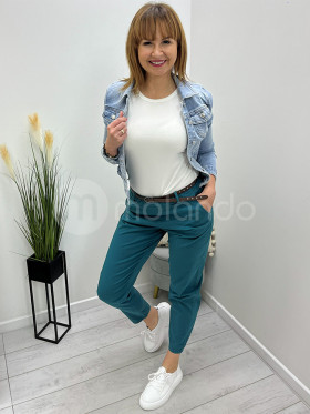 Spodnie bawełniane NAiF brązowy pasek